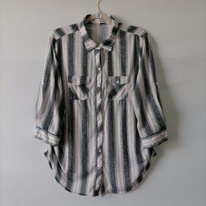 Eden & Olivia Maternity Womens Multicolor Roll Tab Sleeve Blouse Top Size XL